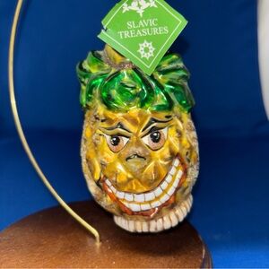 Slavic Treasures Pineapple Glass Fruit Anthropomorphic Ornament Oddity Grinch